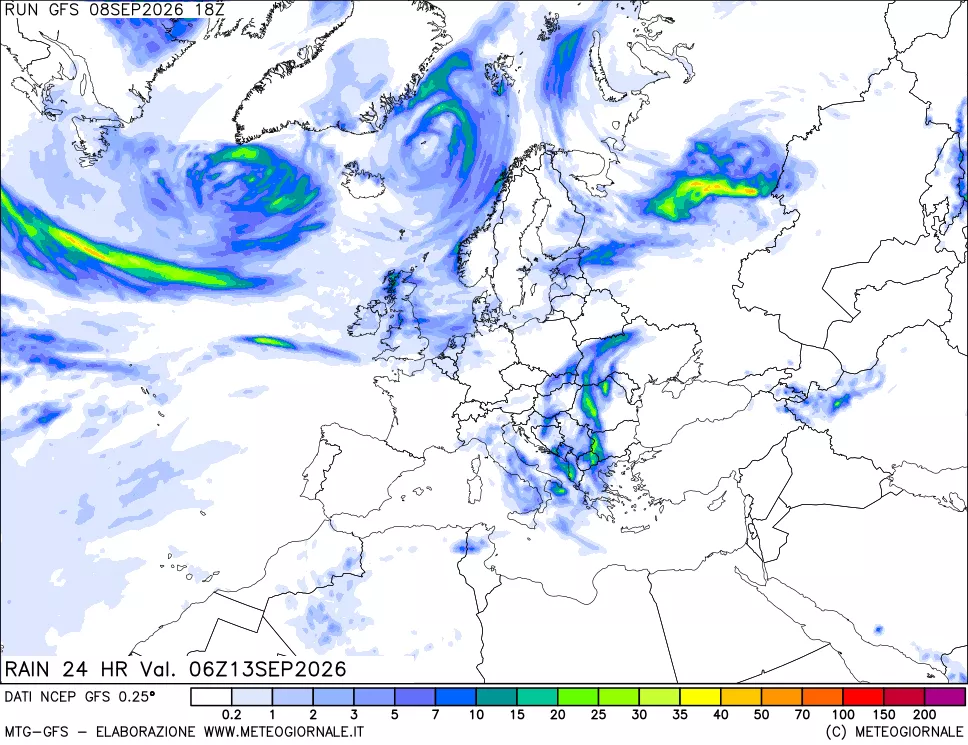 mappa Precipitazioni 24 ore precedenti