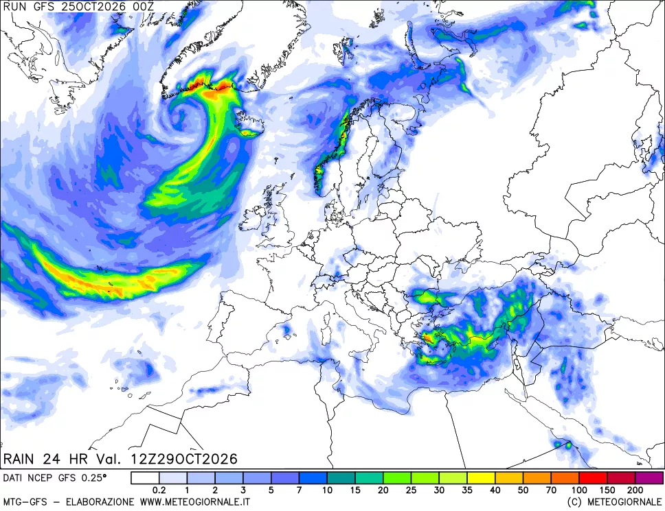mappa Precipitazioni 24 ore precedenti