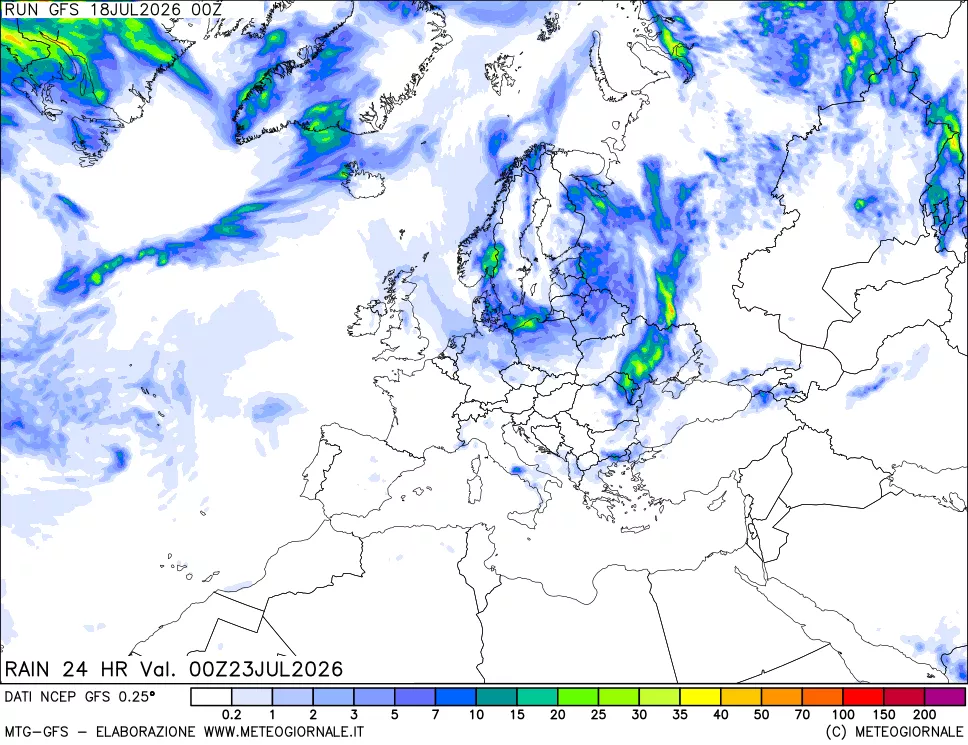mappa Precipitazioni 24 ore precedenti