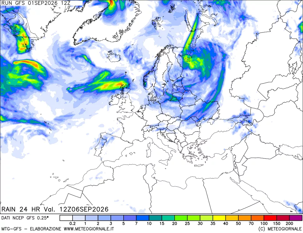 mappa Precipitazioni 24 ore precedenti