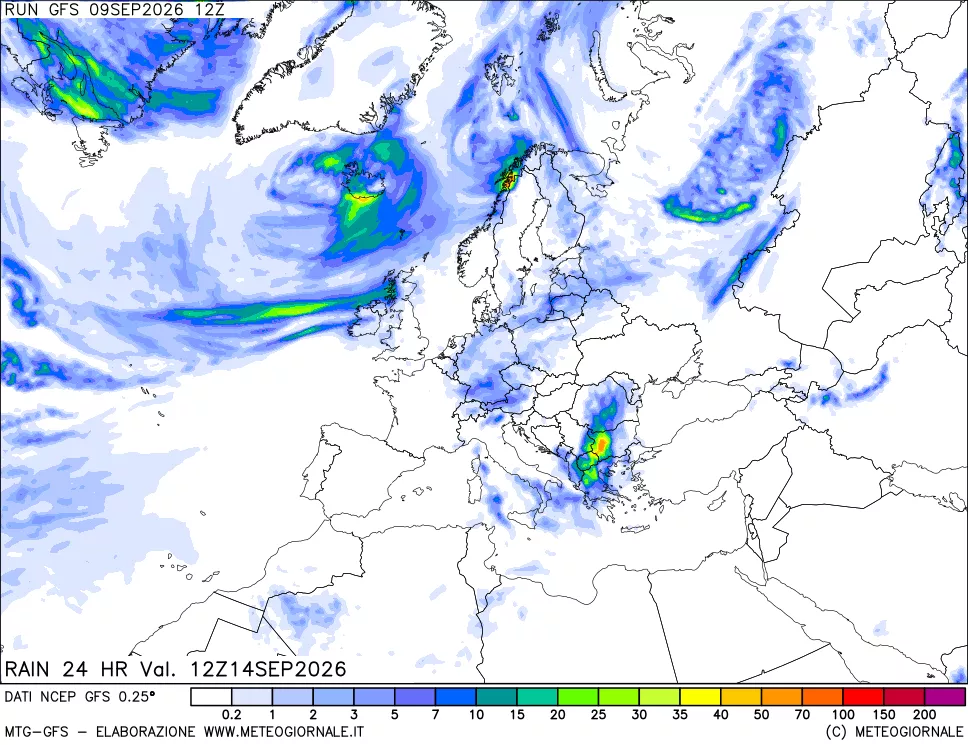 mappa Precipitazioni 24 ore precedenti