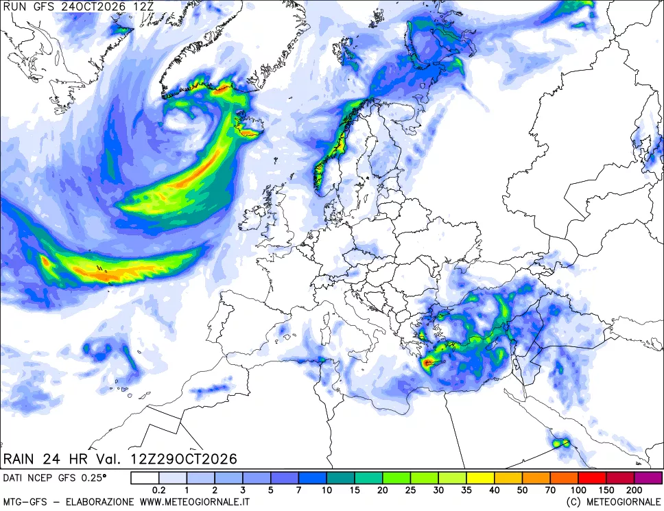 mappa Precipitazioni 24 ore precedenti