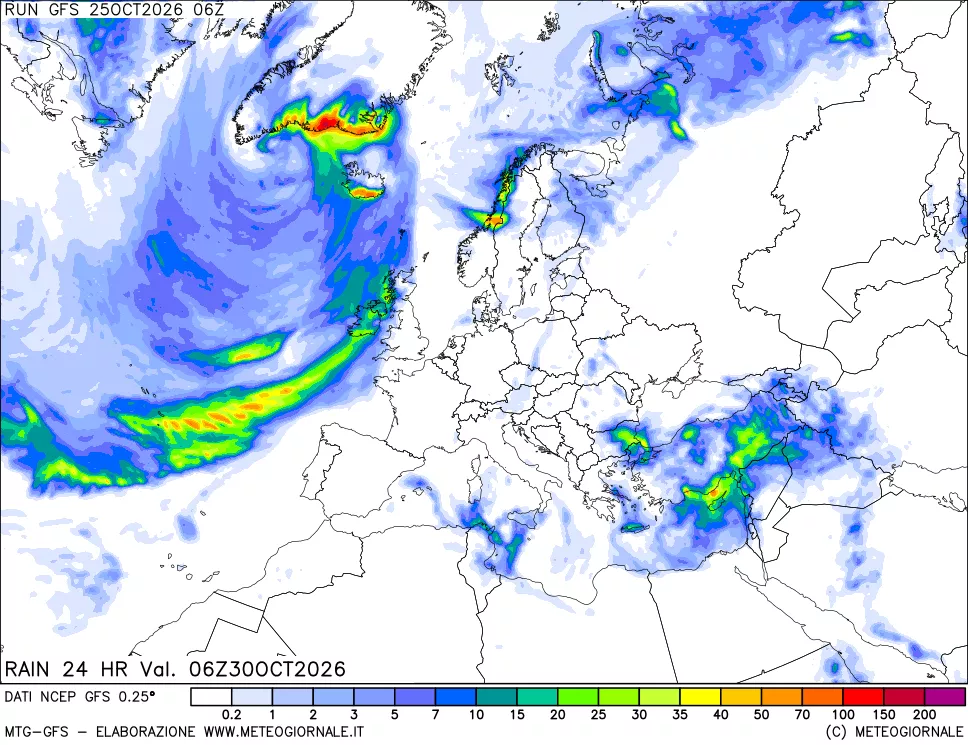 mappa Precipitazioni 24 ore precedenti