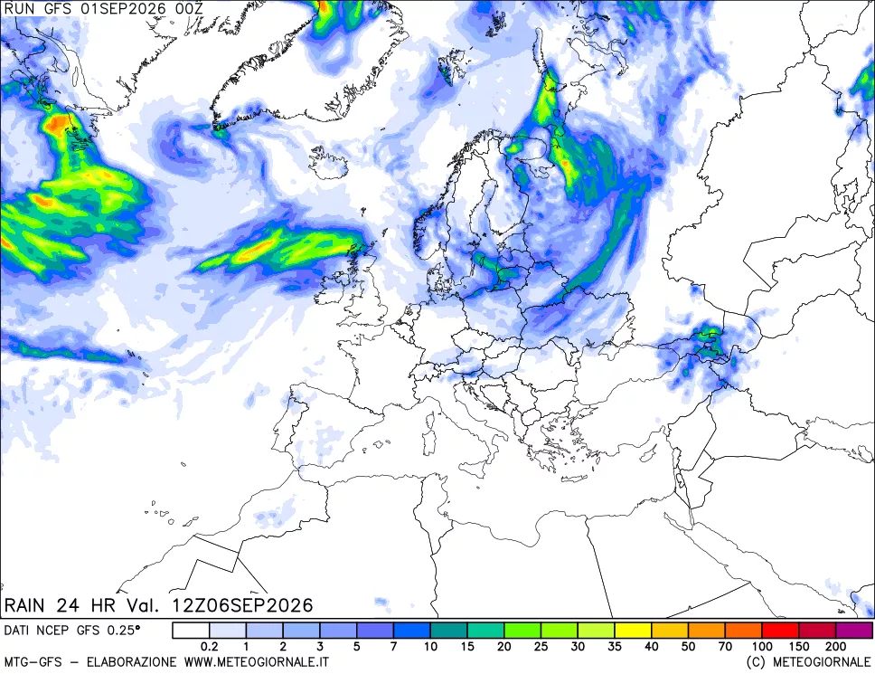 mappa Precipitazioni 24 ore precedenti