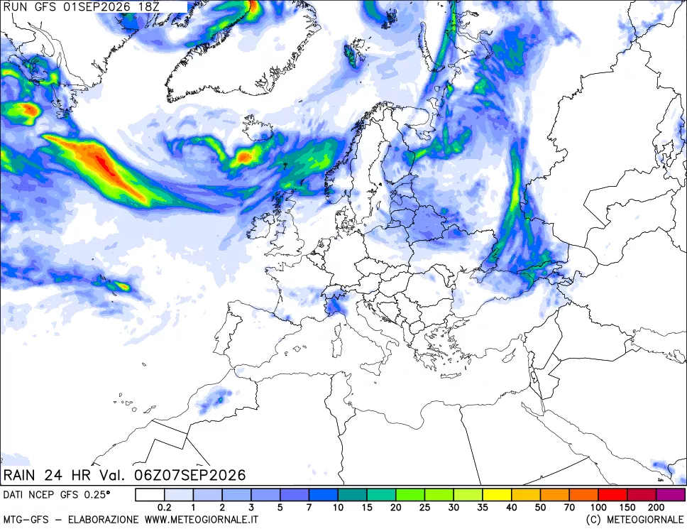 mappa Precipitazioni 24 ore precedenti