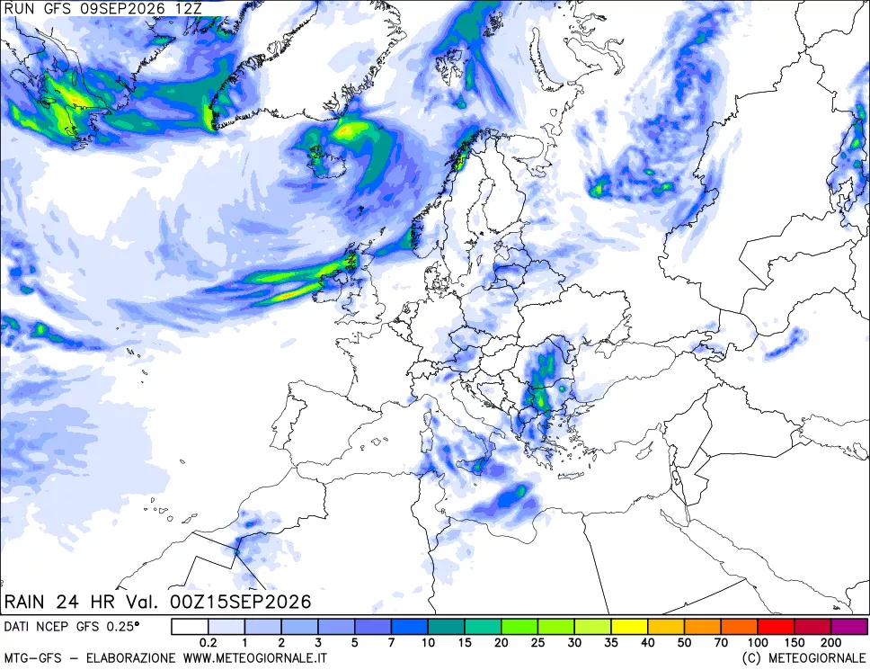 mappa Precipitazioni 24 ore precedenti