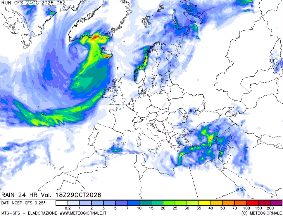 mappa Precipitazioni 24 ore precedenti
