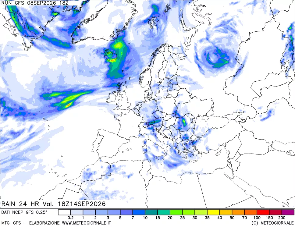 mappa Precipitazioni 24 ore precedenti