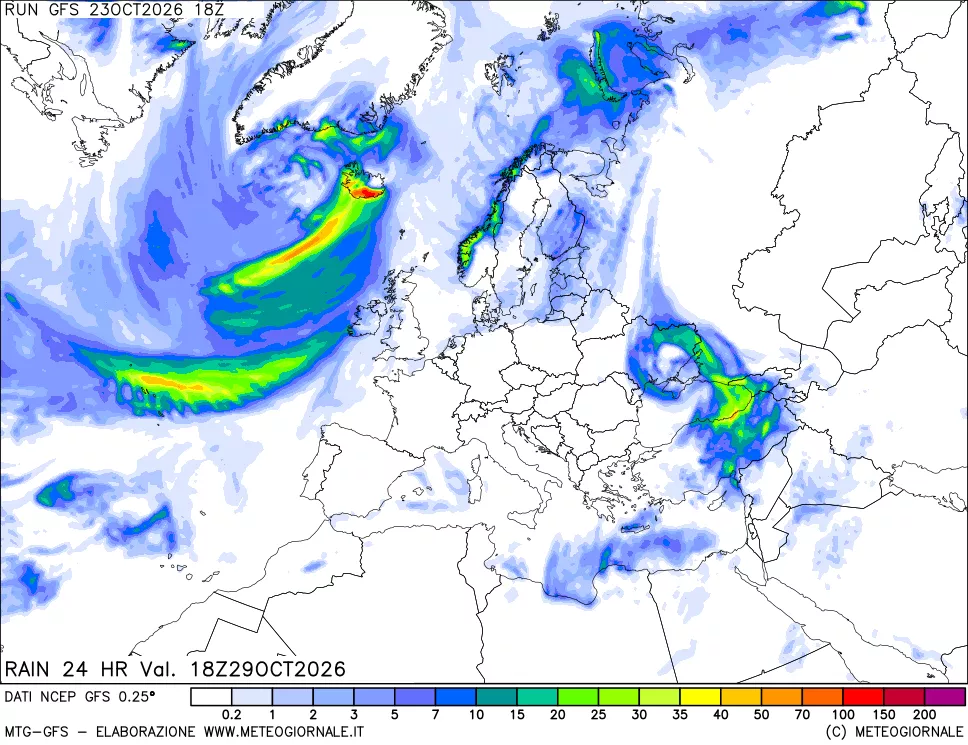 mappa Precipitazioni 24 ore precedenti
