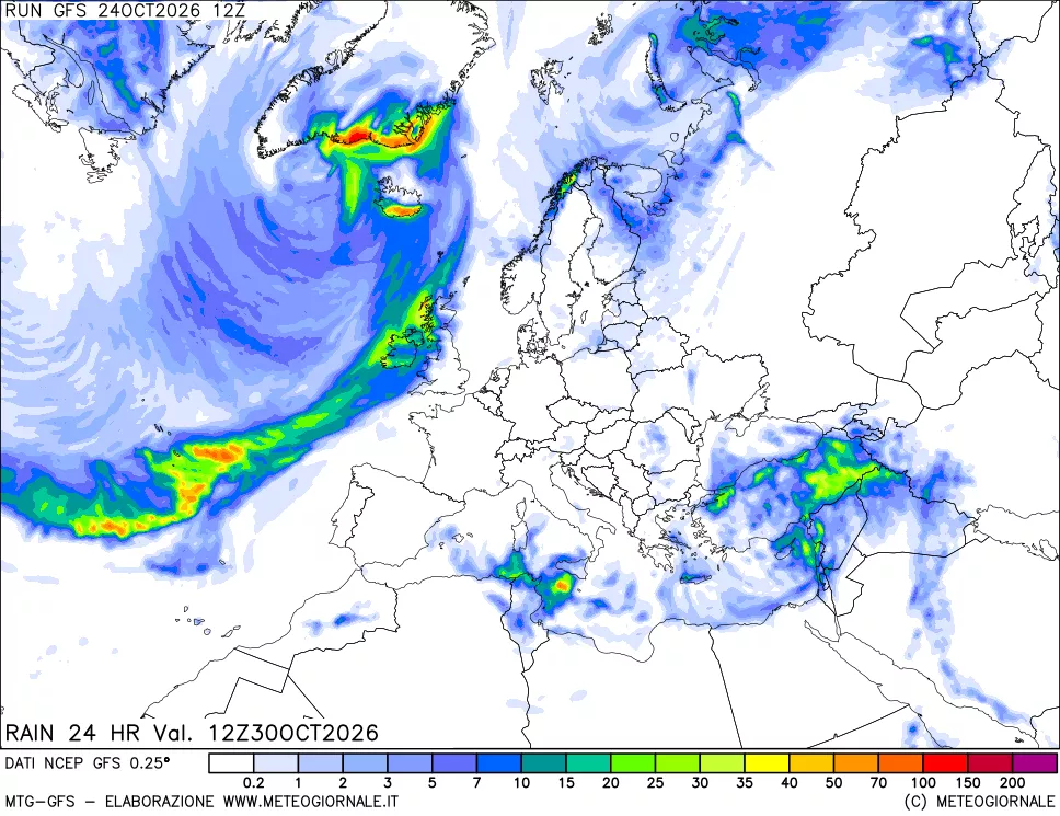 mappa Precipitazioni 24 ore precedenti