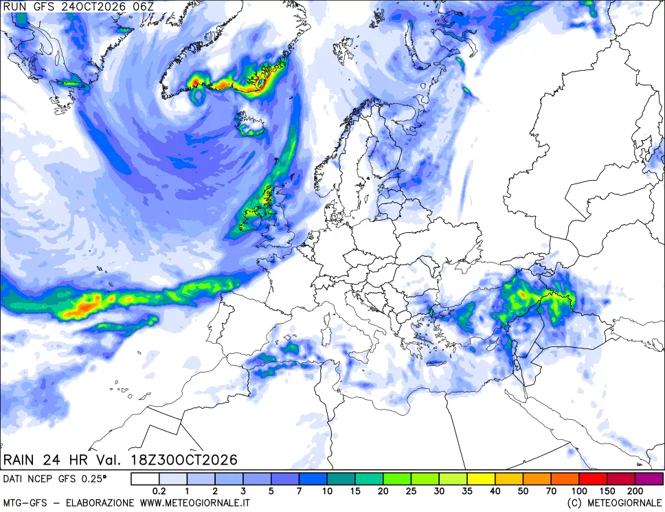 mappa Precipitazioni 24 ore precedenti