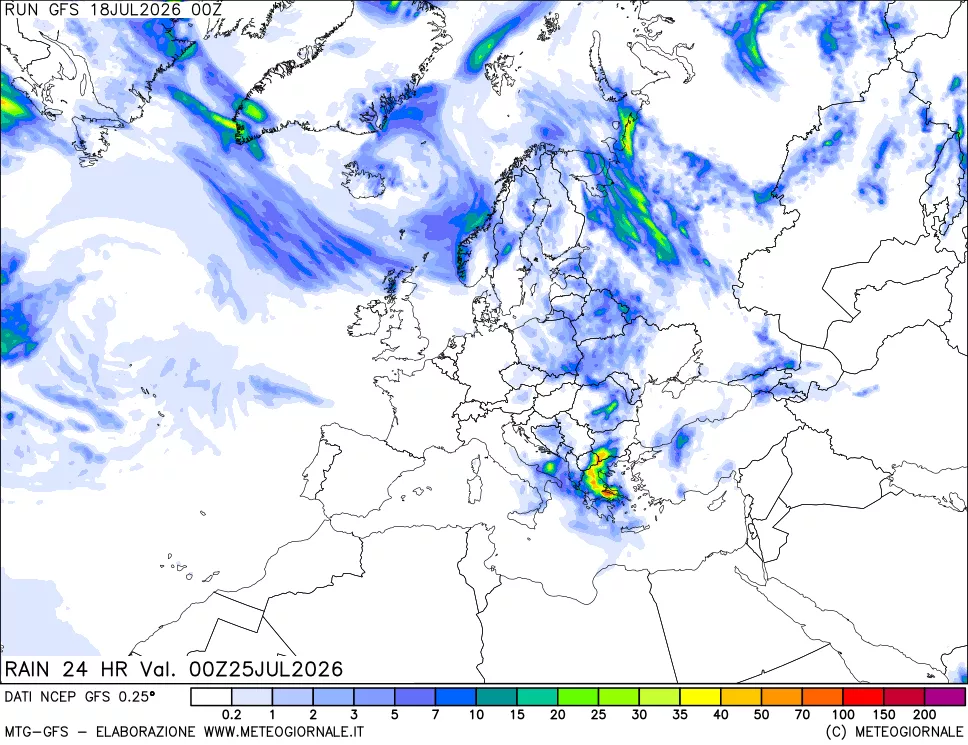 mappa Precipitazioni 24 ore precedenti
