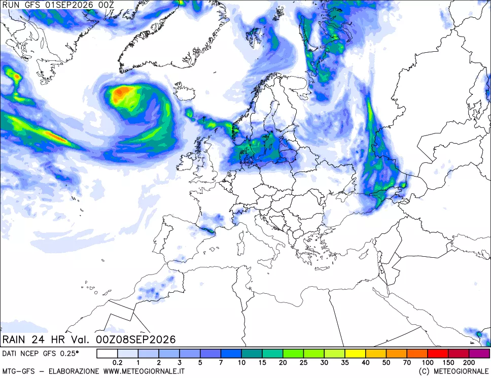 mappa Precipitazioni 24 ore precedenti