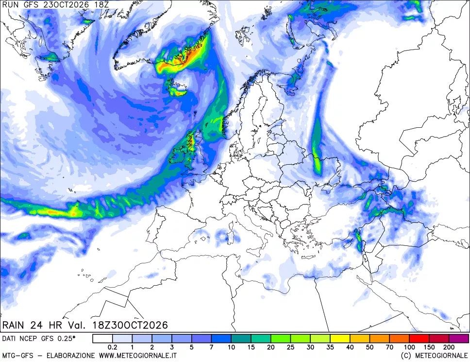 mappa Precipitazioni 24 ore precedenti