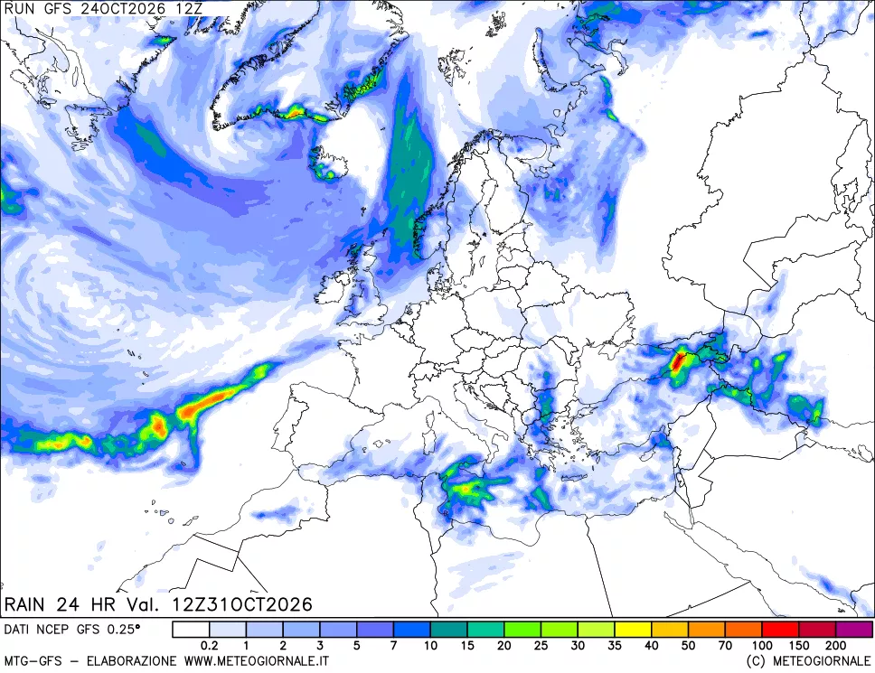 mappa Precipitazioni 24 ore precedenti