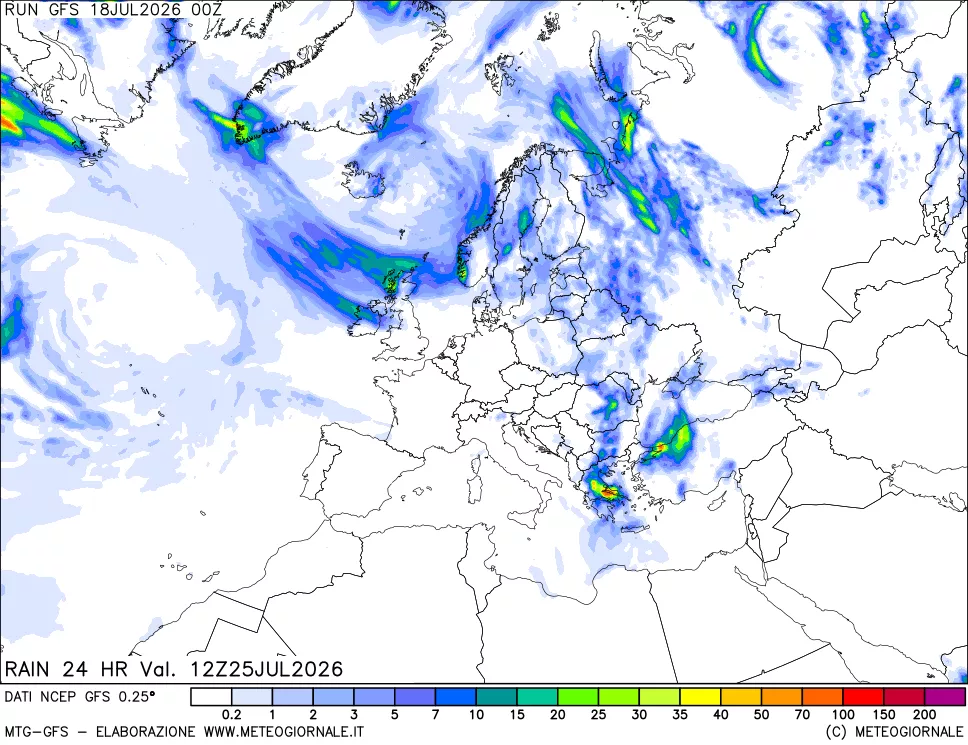 mappa Precipitazioni 24 ore precedenti