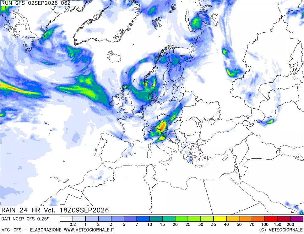 mappa Precipitazioni 24 ore precedenti