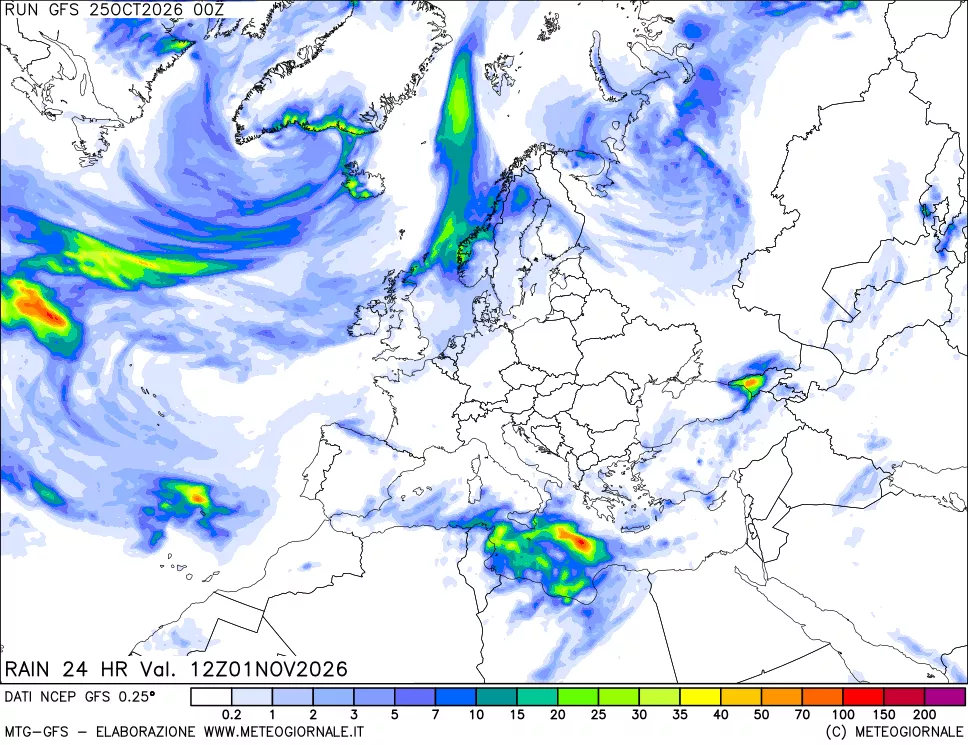 mappa Precipitazioni 24 ore precedenti