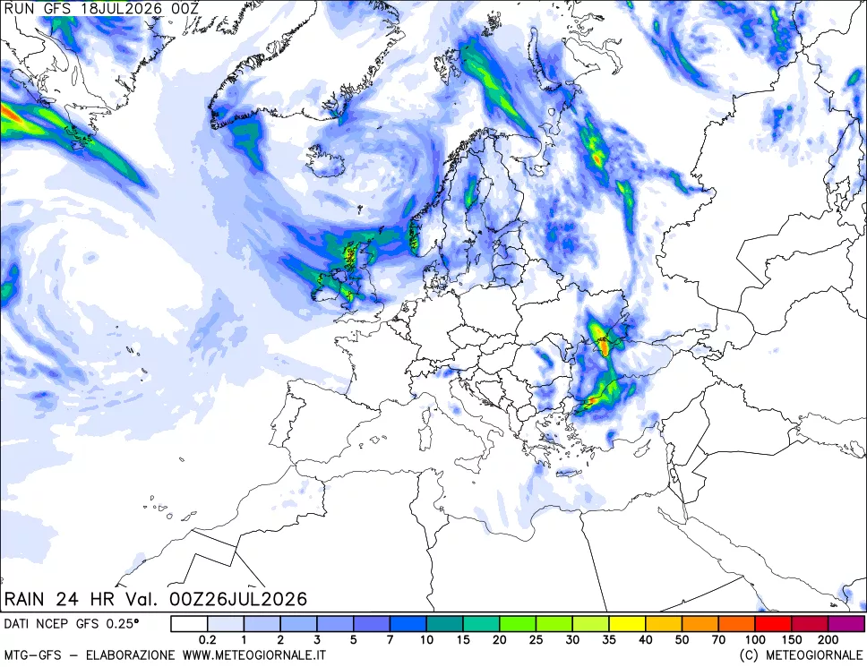 mappa Precipitazioni 24 ore precedenti
