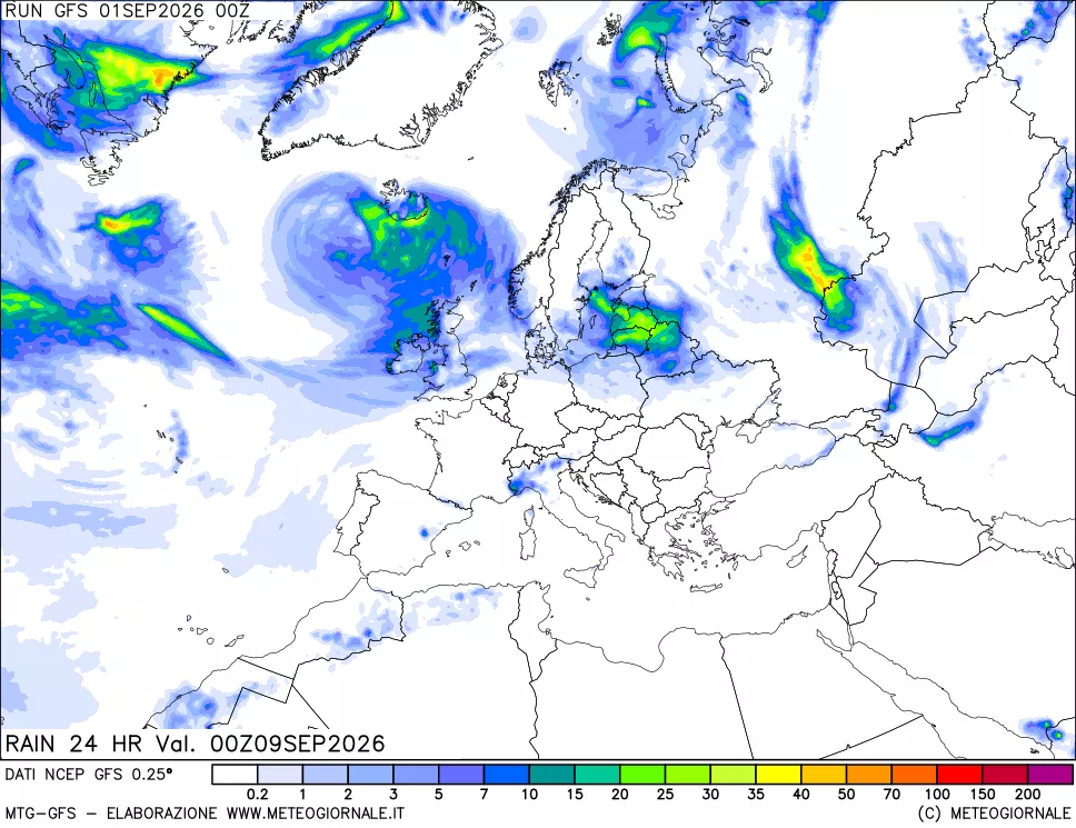 mappa Precipitazioni 24 ore precedenti