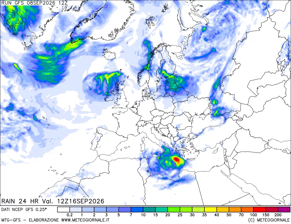 mappa Precipitazioni 24 ore precedenti