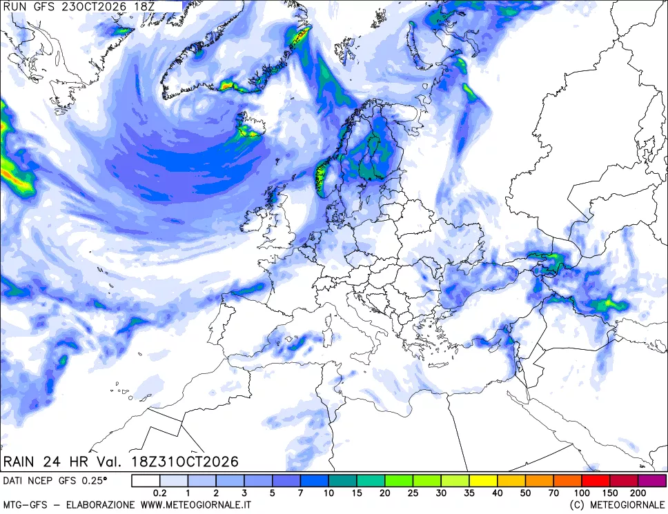 mappa Precipitazioni 24 ore precedenti