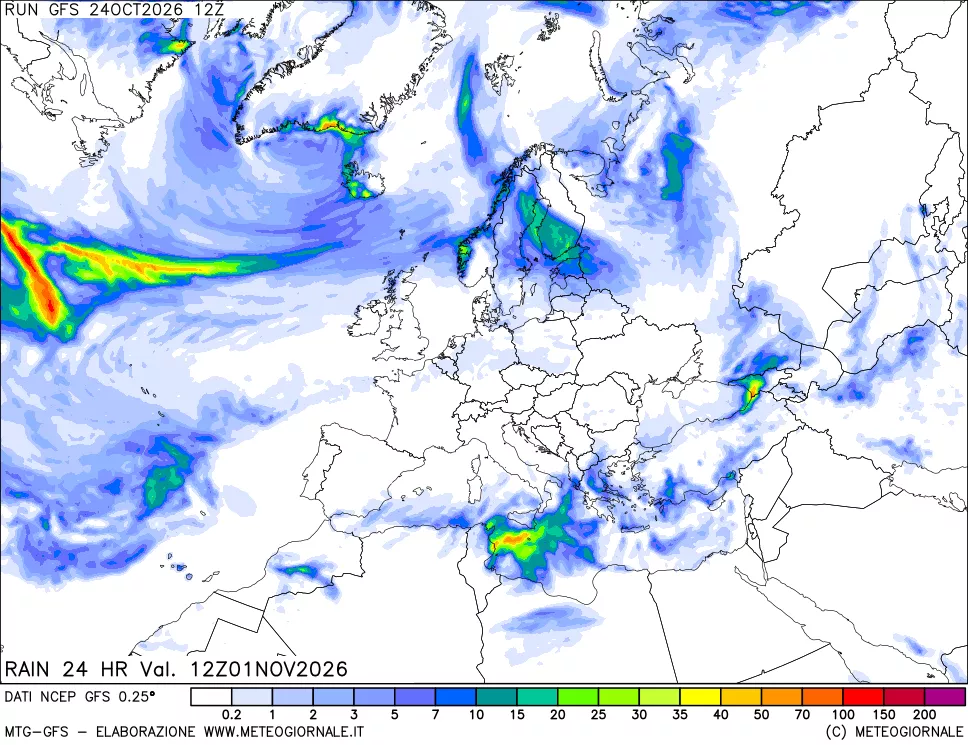 mappa Precipitazioni 24 ore precedenti