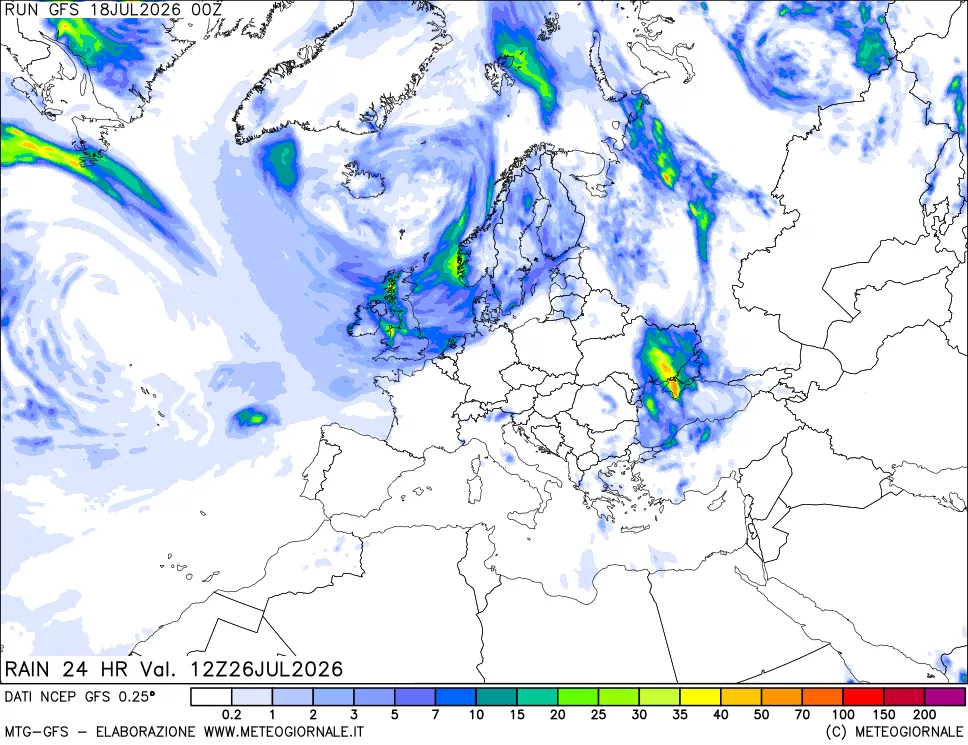 mappa Precipitazioni 24 ore precedenti