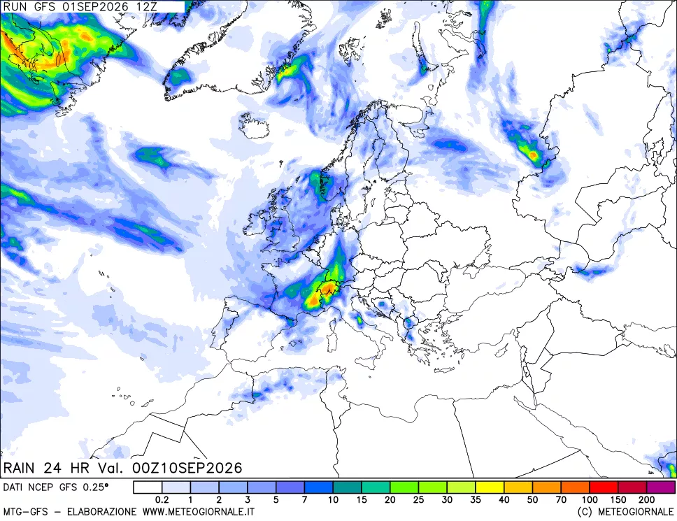 mappa Precipitazioni 24 ore precedenti