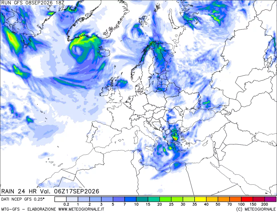 mappa Precipitazioni 24 ore precedenti