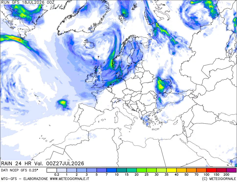 mappa Precipitazioni 24 ore precedenti