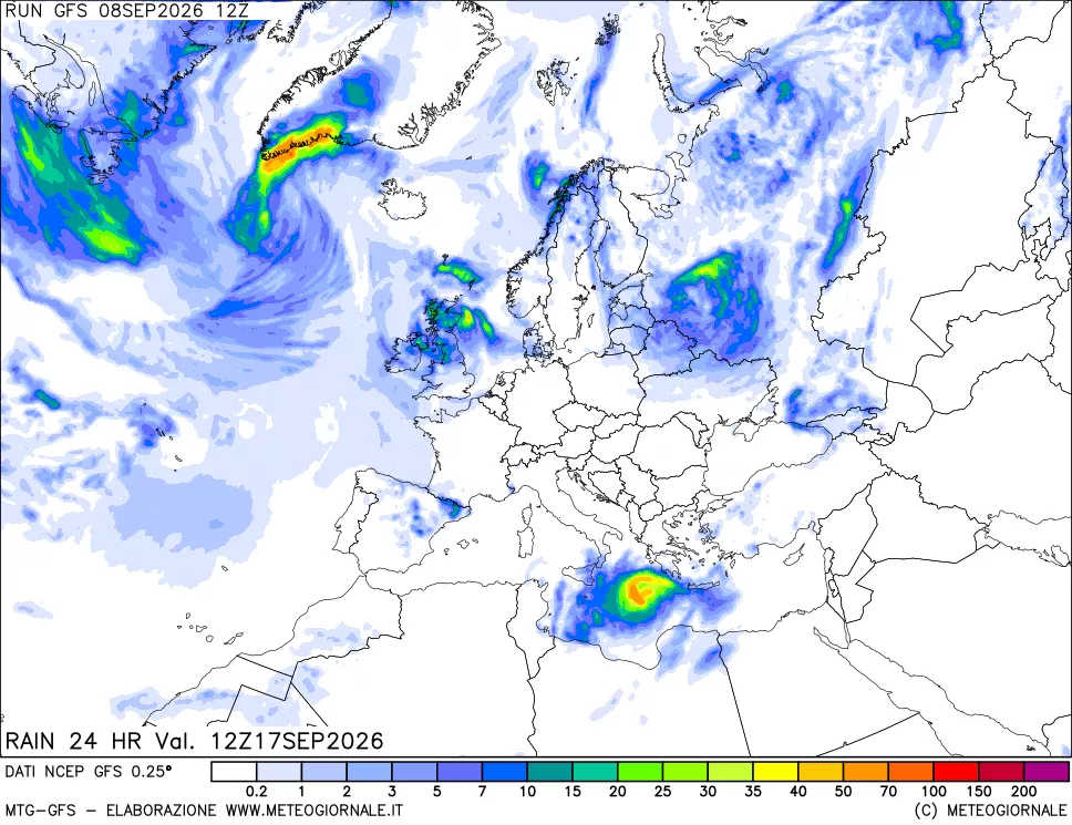 mappa Precipitazioni 24 ore precedenti