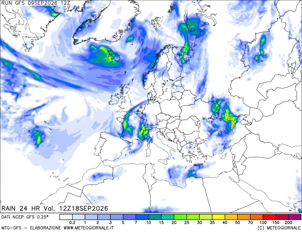 mappa Precipitazioni 24 ore precedenti