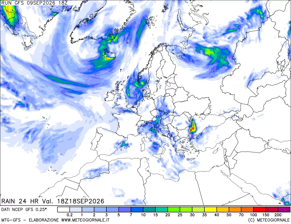 mappa Precipitazioni 24 ore precedenti