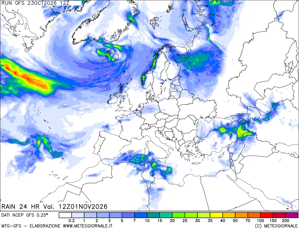mappa Precipitazioni 24 ore precedenti