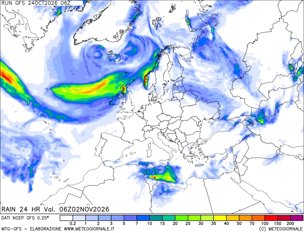 mappa Precipitazioni 24 ore precedenti