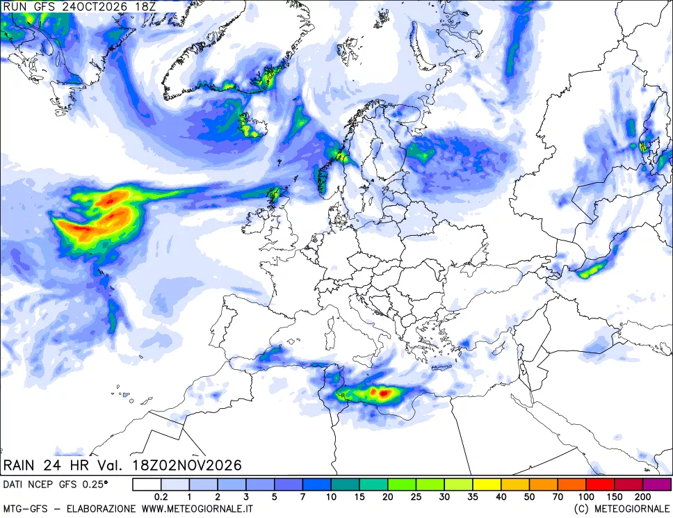 mappa Precipitazioni 24 ore precedenti