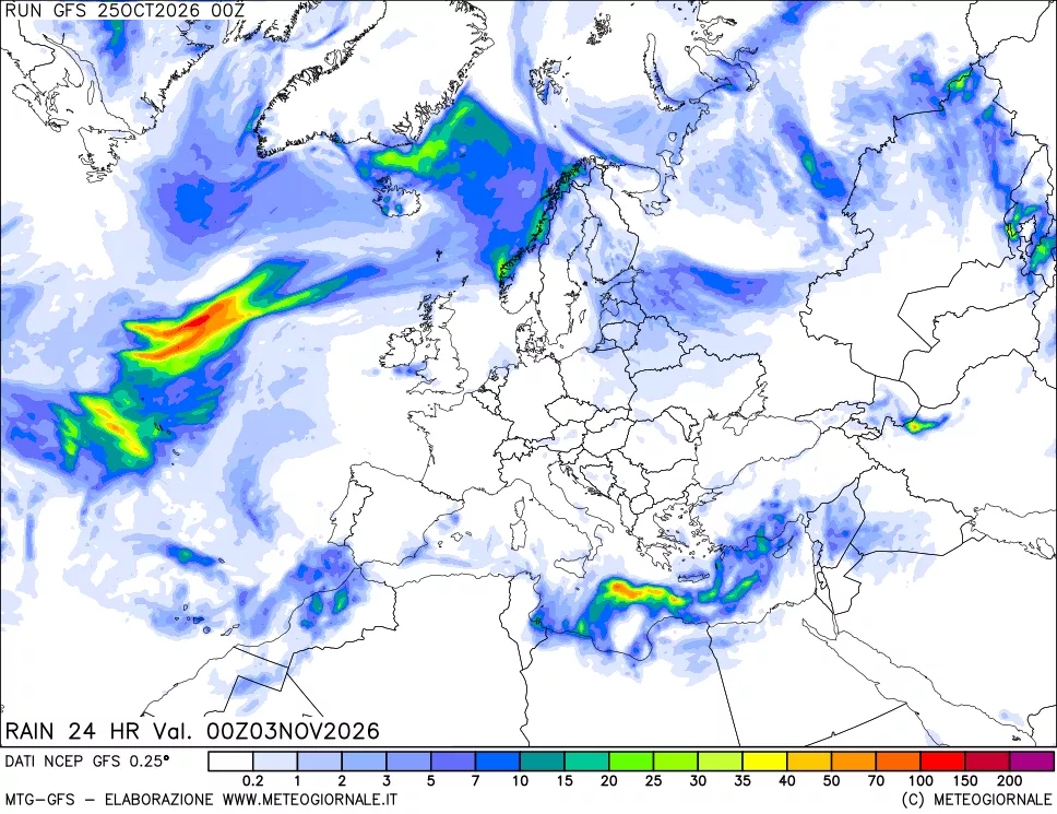 mappa Precipitazioni 24 ore precedenti