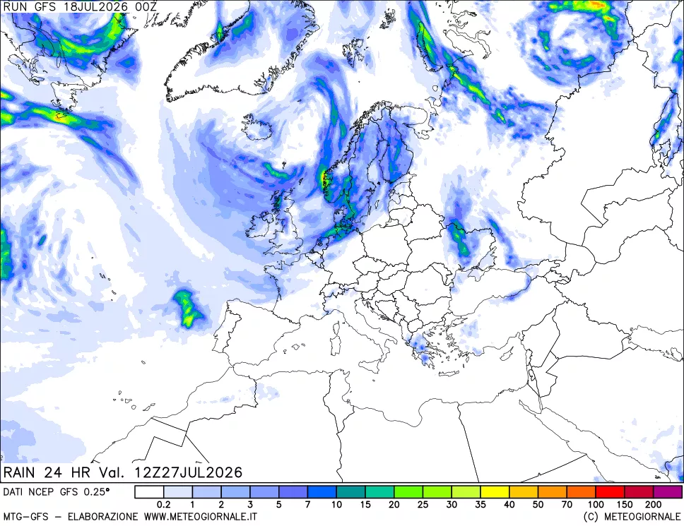 mappa Precipitazioni 24 ore precedenti