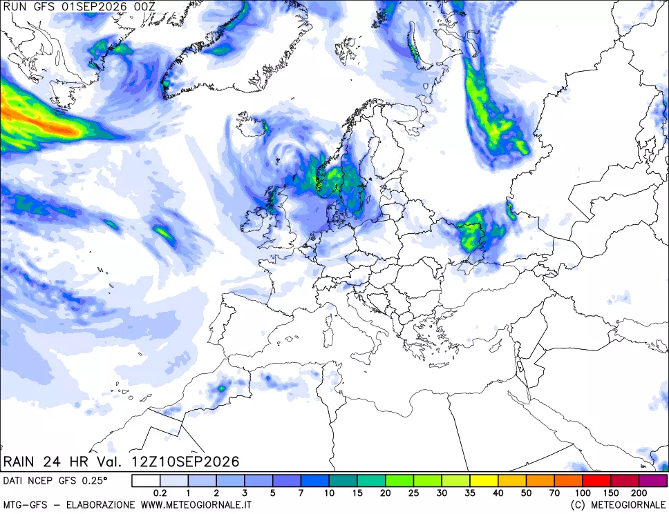 mappa Precipitazioni 24 ore precedenti