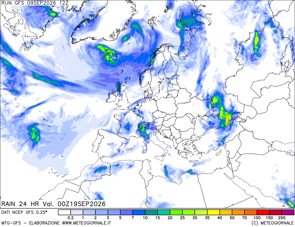 mappa Precipitazioni 24 ore precedenti