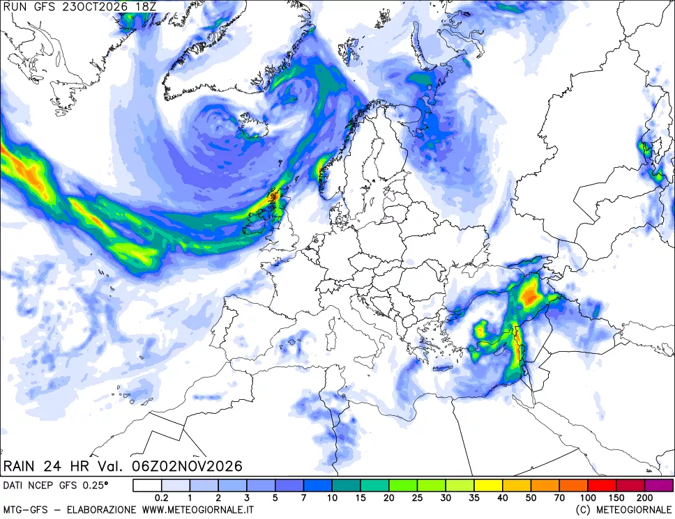 mappa Precipitazioni 24 ore precedenti