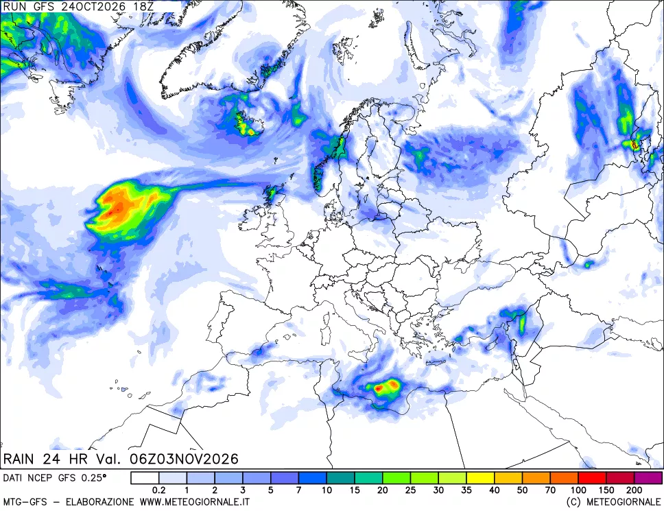 mappa Precipitazioni 24 ore precedenti