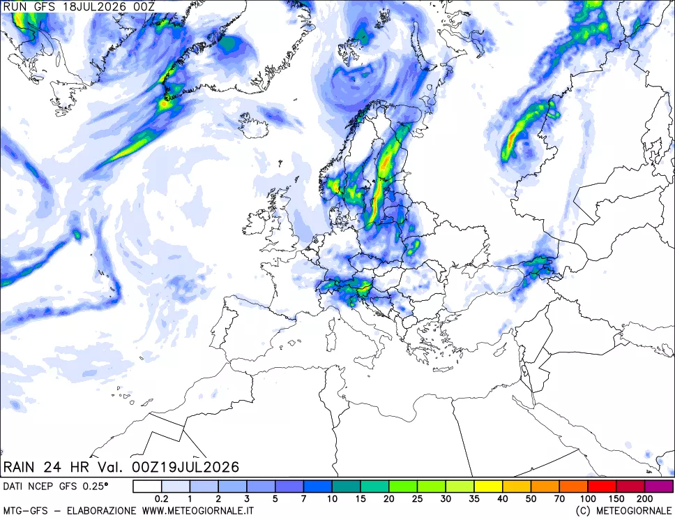 mappa Precipitazioni 24 ore precedenti