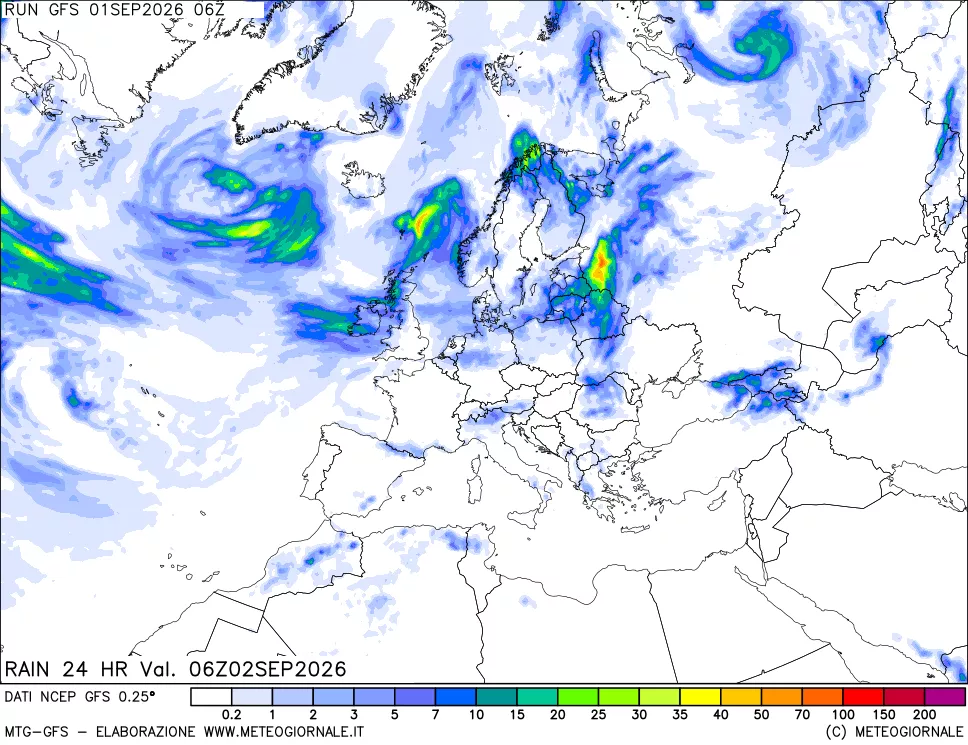 mappa Precipitazioni 24 ore precedenti