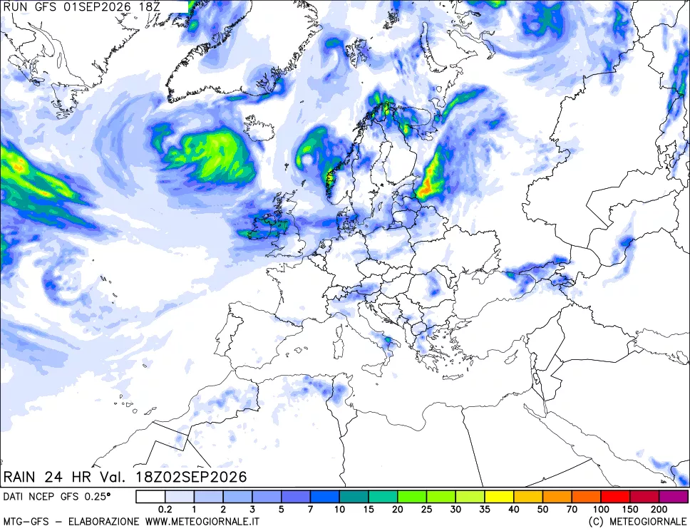 mappa Precipitazioni 24 ore precedenti