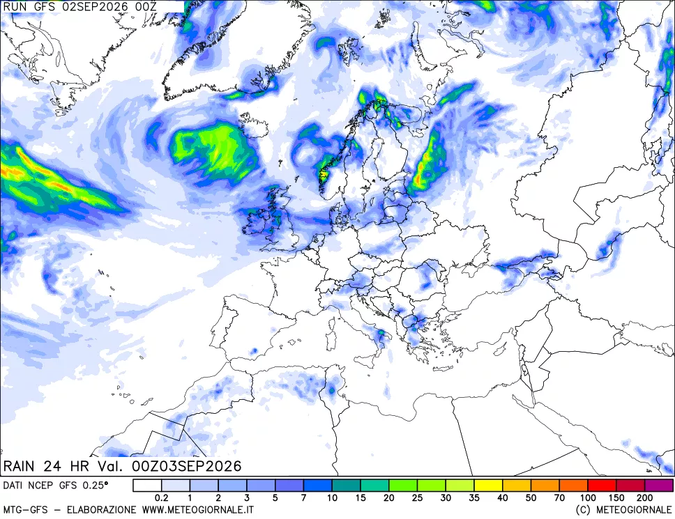 mappa Precipitazioni 24 ore precedenti