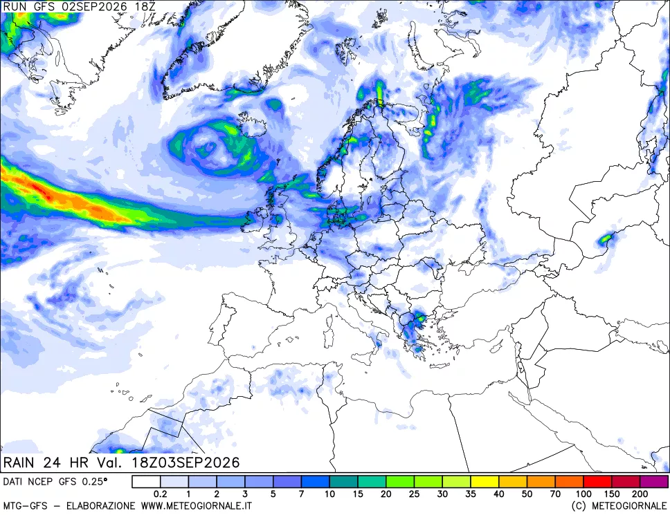 mappa Precipitazioni 24 ore precedenti