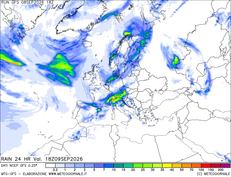 mappa Precipitazioni 24 ore precedenti