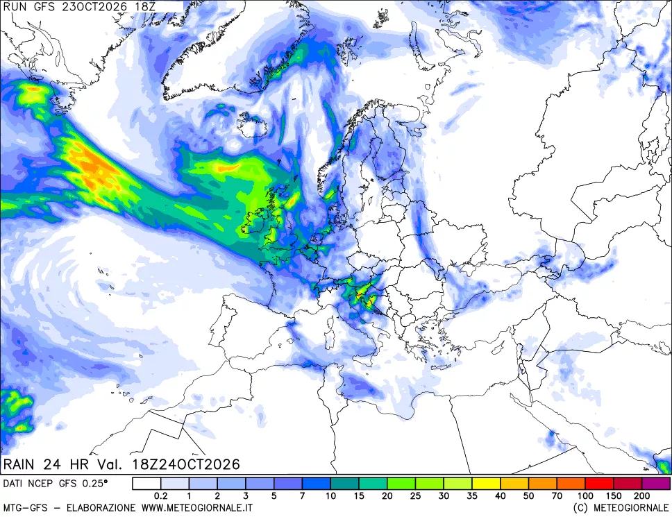 mappa Precipitazioni 24 ore precedenti
